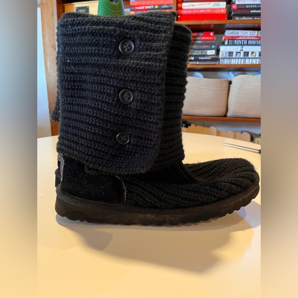 Ugg Australia Classic Cardy Sweater Knit Boots Womens 7 Black
